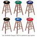 A group of Holland Bar Stool NHL logo wood bar stools with medium finish and various team logos.