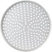 A white circular metal plate with holes.