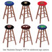 A brown bar stool with a round seat and a University of Virginia logo.