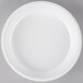 A white Fineline low profile plastic bowl on a gray background.