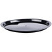 A black round Fineline plastic catering tray.