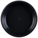 A black low profile plastic serving bowl with a white background.