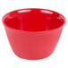 A red Carlisle Dallas Ware bouillon cup.