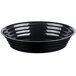 A close-up of a black Fineline low profile catering bowl with ripples.