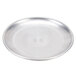 An American Metalcraft aluminum coupe pizza pan with a circle in the middle on a white surface.