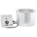A silver stainless steel Vollrath drop-in soup well with a switch.