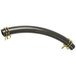 A black Advance Tabco drain hose with gold spring clips.