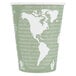 A white paper Eco-Products hot cup with a map of the world on it.