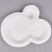 A white Eco-Products compostable sugarcane plate with 3 compartments and a sea bubble design.