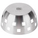 An American Metalcraft stainless steel round checkered bowl with holes in it.