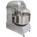 A Hobart Legacy spiral dough mixer with a large metal bowl on top.