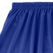 A royal blue Snap Drape shirred pleat table skirt with Velcro clips.
