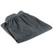 A folded slate blue Snap Drape table skirt with Velcro clips.