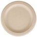 A white round Eco-Products wheat straw plate with a circular design.