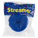A Creative Converting cobalt blue streamer in a plastic bag.