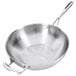 A Vollrath stainless steel Miramar Display Cookware stir fry pan with helper handle.