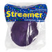 A purple round streamer in a plastic bag.