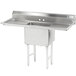 An Advance Tabco stainless steel one compartment sink with two drainboards.