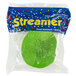 A Fresh Lime Green Creative Converting Streamer in a plastic bag.