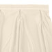 A white rectangular table skirt with a pleated bow tie design.