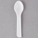 A white Eco-Products compostable plastic tasting spoon.
