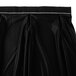 A black table skirt with white bow tie pleats and velcro clips.