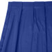 A royal blue Snap Drape box pleat table skirt.