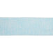 A pastel blue paper streamer on a white background.