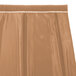 A brown fabric table skirt with a white stripe.