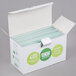 A white box with green labels containing Eco-Products GreenStripe compostable straws.