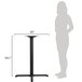 A BFM Seating counter height table base with a person's silhouette showing the height.