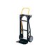 A black and yellow Harper hand truck with rubber wheels.