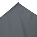 A slate blue Snap Drape table skirt with bow tie pleats and a folded edge.