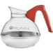 A Bunn coffee decanter with a stainless steel bottom, orange handle, and lid.