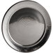 An American Metalcraft stainless steel charger with a circular pattern and textured surface.