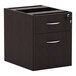 An Alera Valencia espresso full pedestal filing cabinet with two drawers.