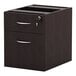 An Alera Valencia espresso full pedestal filing cabinet with two drawers.
