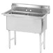 A stainless steel Advance Tabco two compartment pot sink with two sinks.