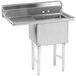A stainless steel Advance Tabco one compartment pot sink with a left drainboard.