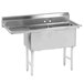 A stainless steel Advance Tabco two-bowl sink with a left drainboard.