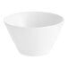 An Acopa bright white porcelain bouillon bowl with a curved edge on a white background.