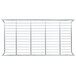 A close-up of a Metro Erecta chrome wire shelf grid on a white background.