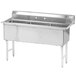 An Advance Tabco stainless steel three compartment pot sink.