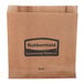 A brown paper bag with black text that reads "Rubbermaid Sanitary Napkin Receptacle Bags"