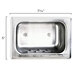 A stainless steel rectangular recessed soap dish from Bobrick.