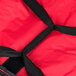 A close up of a red Rubbermaid ProServe insulated pizza delivery bag with a zipper on the side.