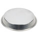 An American Metalcraft tin-plated steel circular deep dish pizza pan with a silver rim.