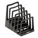 A stack of black plastic holders with five slots.