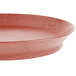 A red oval deli server with a short base.