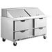 A Beverage-Air stainless steel 4 drawer sandwich prep table.